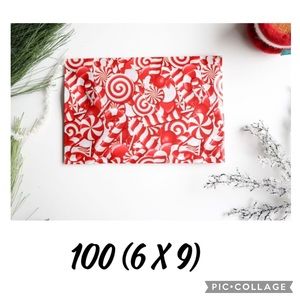 100 (6 x 9) poly mailers - candy cane